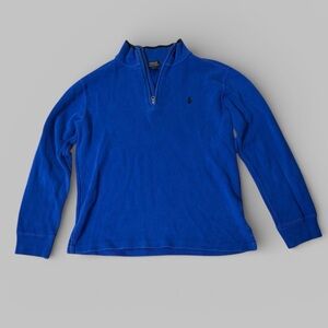 Polo Ralph Lauren 100% Cotton Royal Blue Quarter-Zip Pullover Sweater